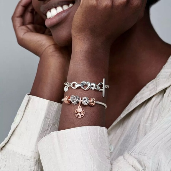 Knotted Heart T-Bar Bracelet 6.3 inch/16 cm 925 Sterling Silver - Picture 6 of 6